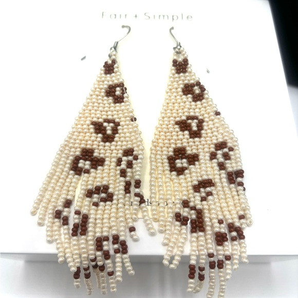 Beaded Fringe Earrings in Vaquita - Picture 2 of 4